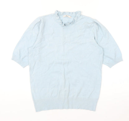 TU Womens Blue Mock Neck Viscose Pullover Jumper Size 12