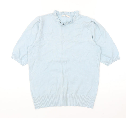 TU Womens Blue Mock Neck Viscose Pullover Jumper Size 12