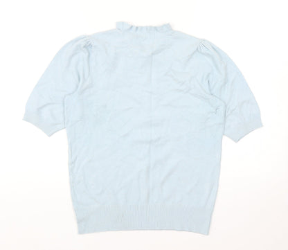 TU Womens Blue Mock Neck Viscose Pullover Jumper Size 12