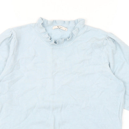 TU Womens Blue Mock Neck Viscose Pullover Jumper Size 12