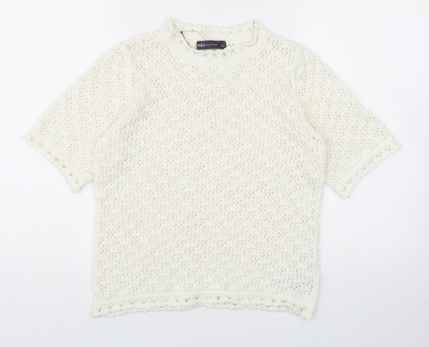 Womens UK Size S Marks and Spencer White Pullover Jumper