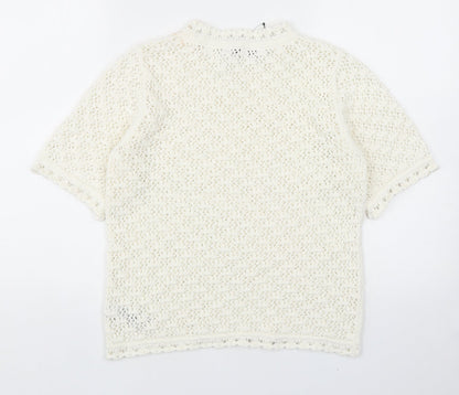 Womens UK Size S Marks and Spencer White Pullover Jumper