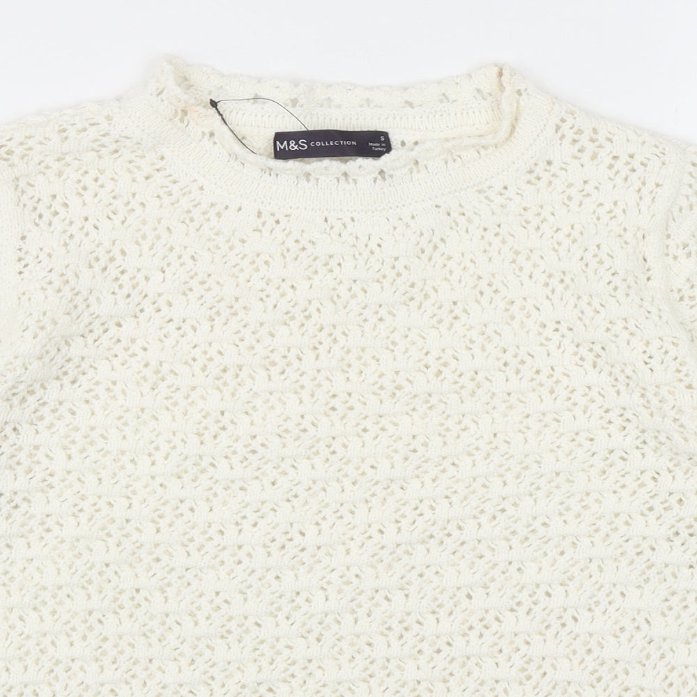 Womens UK Size S Marks and Spencer White Pullover Jumper