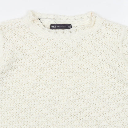 Womens UK Size S Marks and Spencer White Pullover Jumper