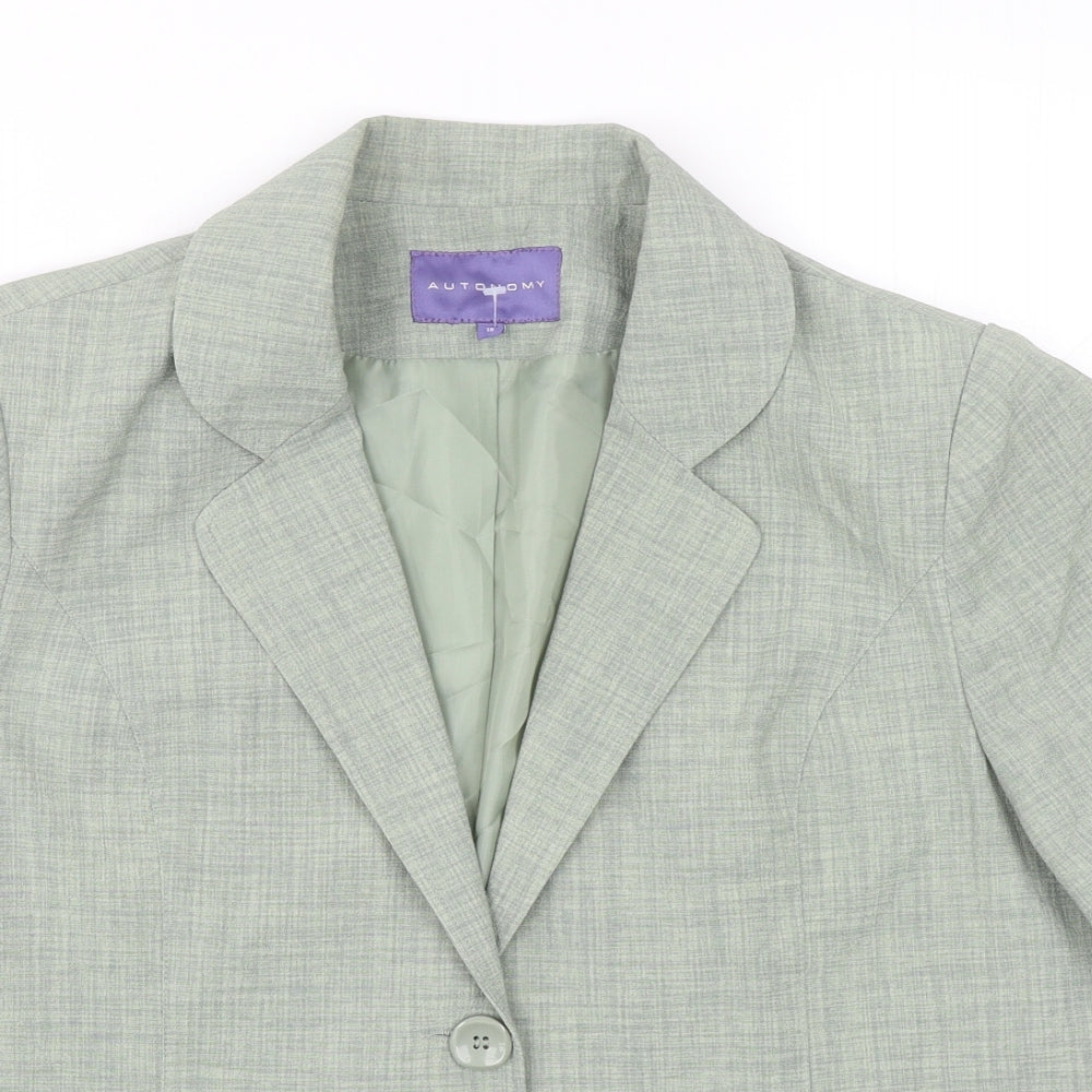 Autonomy Womens Green Polyester Jacket Suit Jacket Size 16