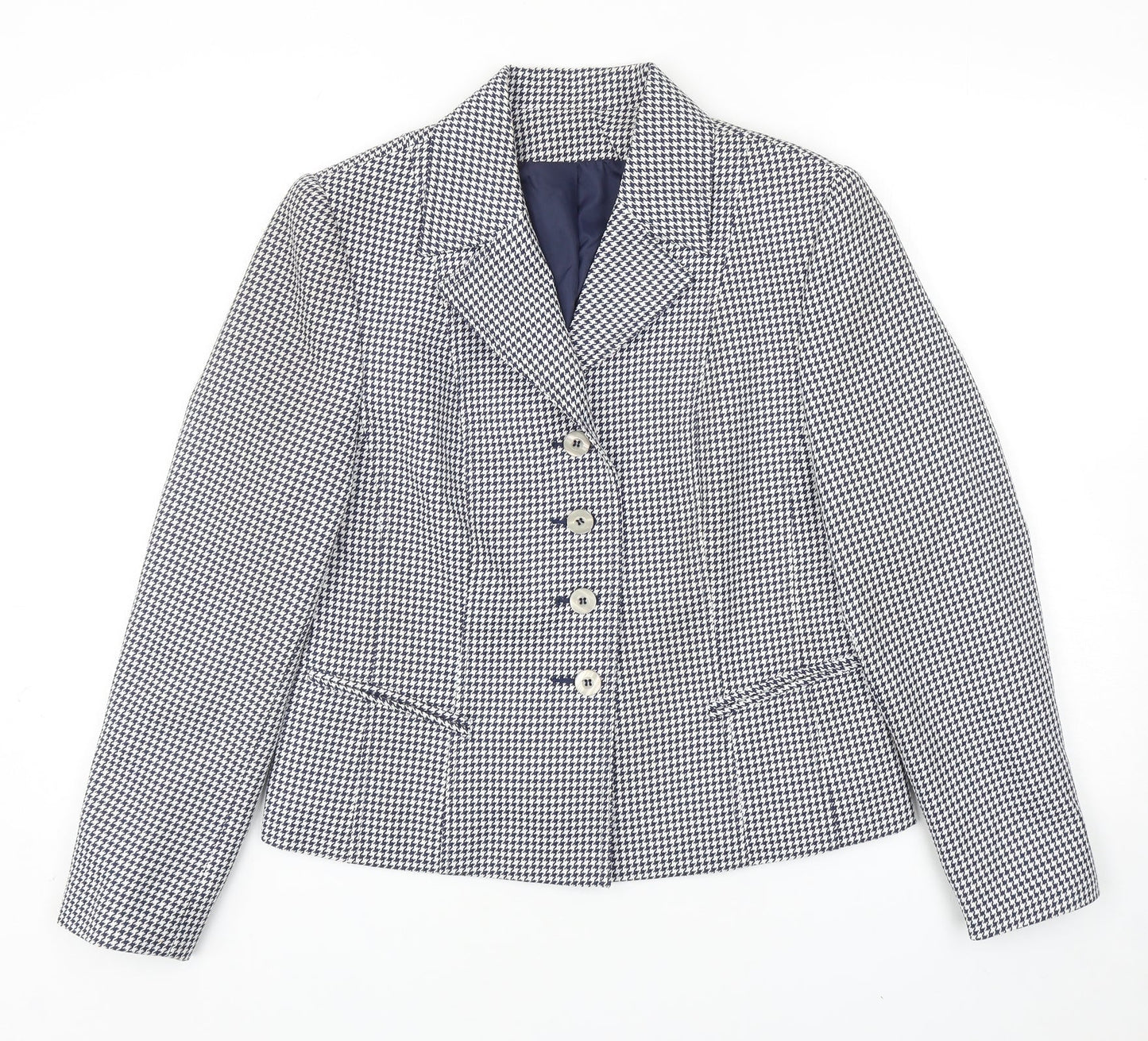 Pippa Dee Womens Blue Houndstooth Nylon Jacket Suit Jacket Size 12