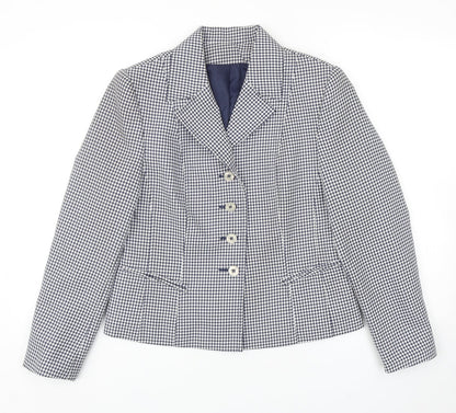 Pippa Dee Womens Blue Houndstooth Nylon Jacket Suit Jacket Size 12