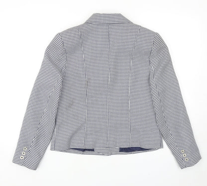 Pippa Dee Womens Blue Houndstooth Nylon Jacket Suit Jacket Size 12