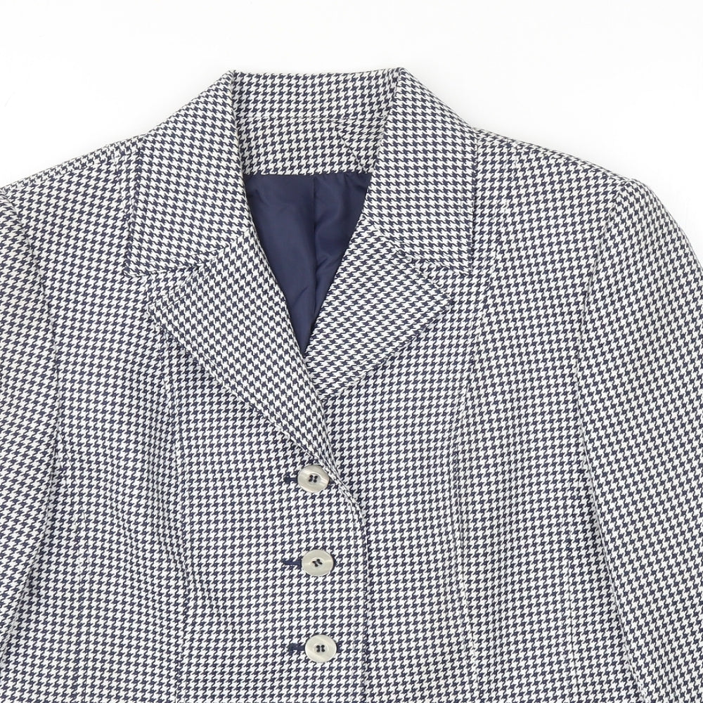 Pippa Dee Womens Blue Houndstooth Nylon Jacket Suit Jacket Size 12