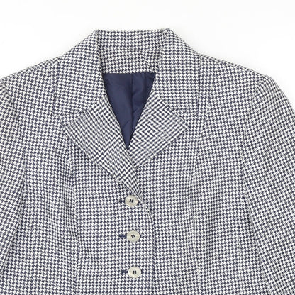 Pippa Dee Womens Blue Houndstooth Nylon Jacket Suit Jacket Size 12