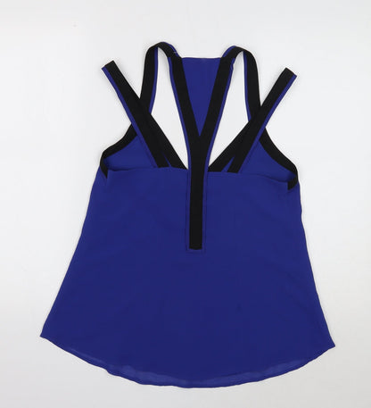 Seduce Womens Blue Polyester Basic Blouse Size 6 V-Neck
