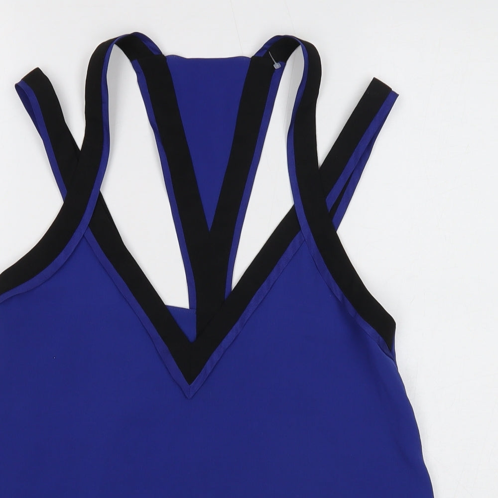 Seduce Womens Blue Polyester Basic Blouse Size 6 V-Neck