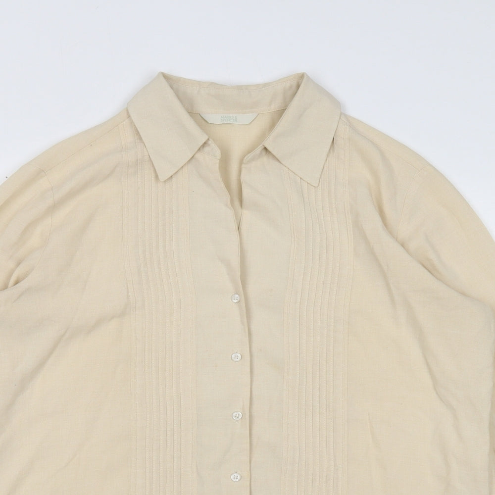Womens UK Size 12 Marks and Spencer Ivory Basic Button-Up