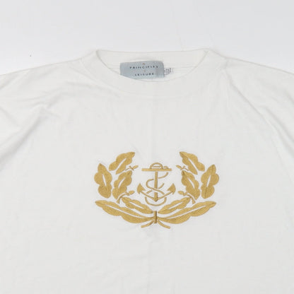 The Principle of Leisure Womens White Polyester Basic T-Shirt Size 10 Round Neck