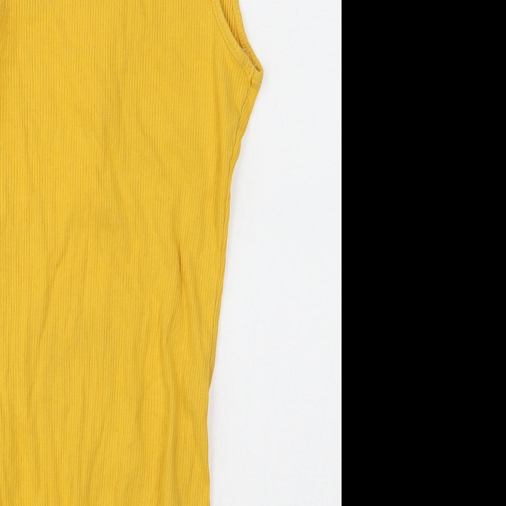 Ambiance Womens Yellow Cotton Bodysuit One-Piece Size S Snap
