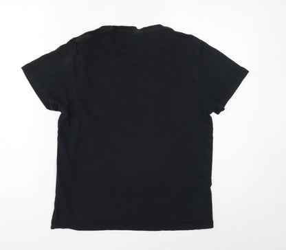 Uneek Womens Black Cotton Basic T-Shirt Size S Round Neck