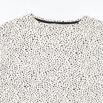 TU Womens White Round Neck Polka Dot Cotton Pullover Jumper Size 10