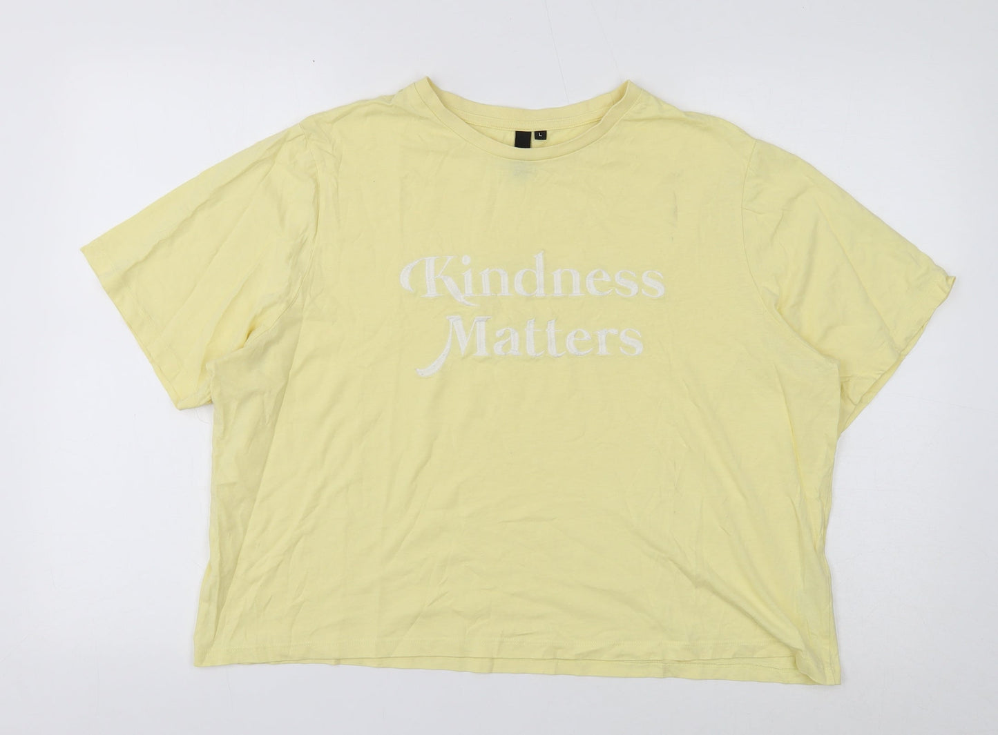 Womens UK Size L Nobody's Child Yellow Basic T-Shirt