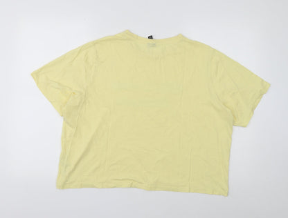 Womens UK Size L Nobody's Child Yellow Basic T-Shirt