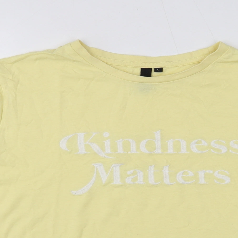 Womens UK Size L Nobody's Child Yellow Basic T-Shirt