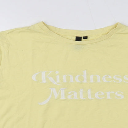 Womens UK Size L Nobody's Child Yellow Basic T-Shirt