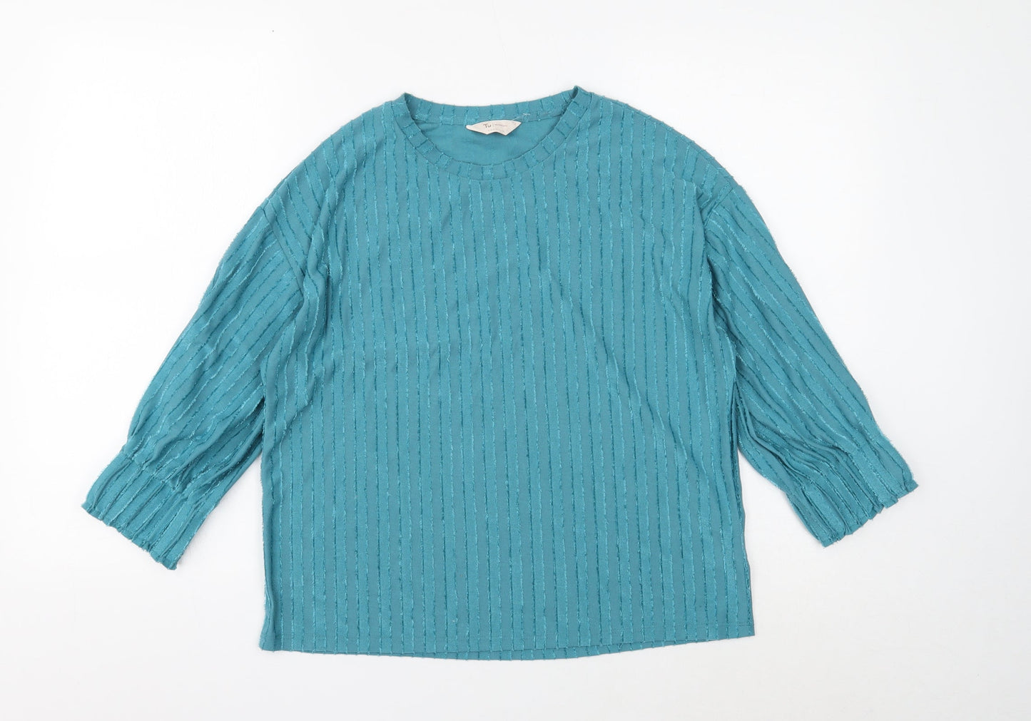 TU Womens Blue Round Neck Polyester Pullover Jumper Size 12