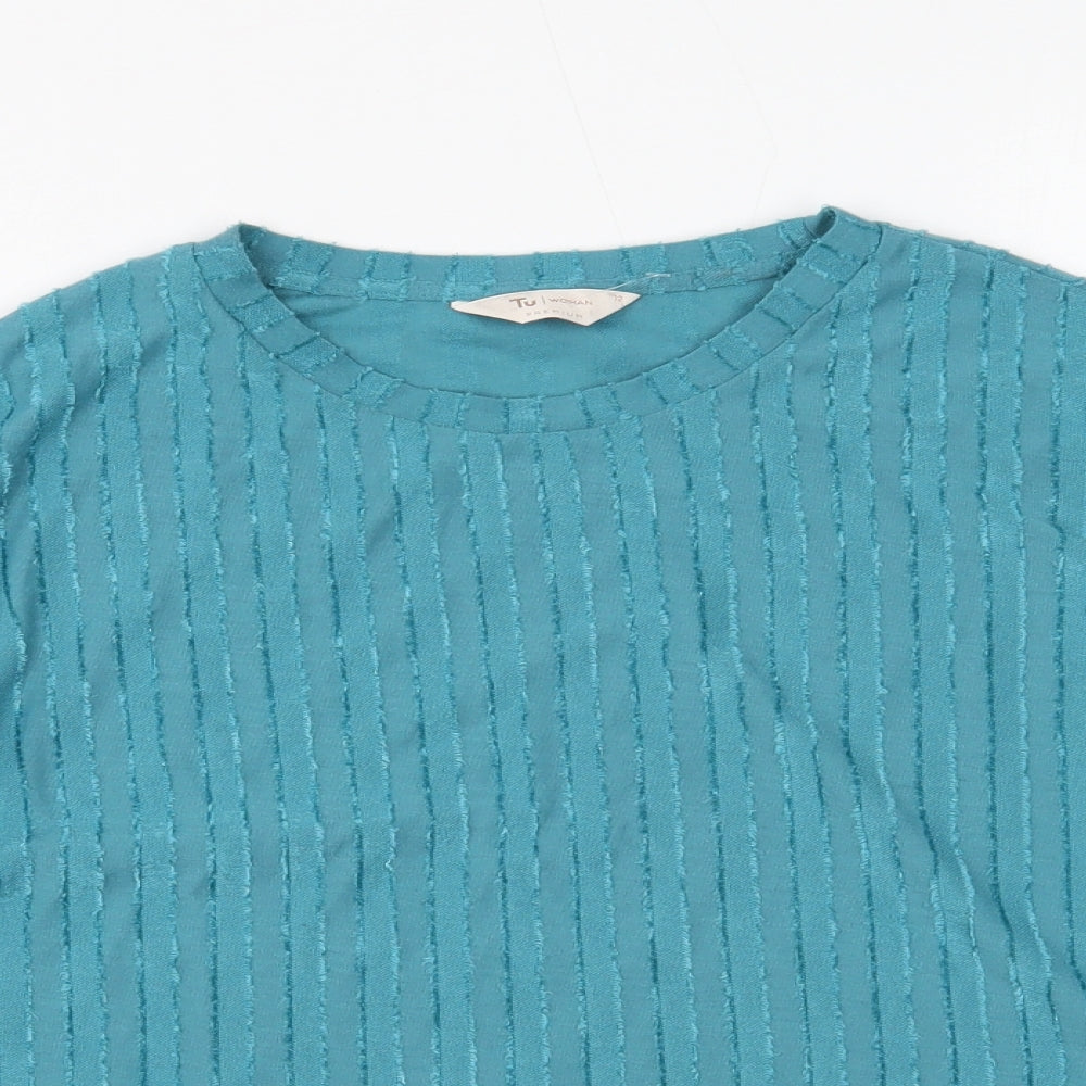 TU Womens Blue Round Neck Polyester Pullover Jumper Size 12
