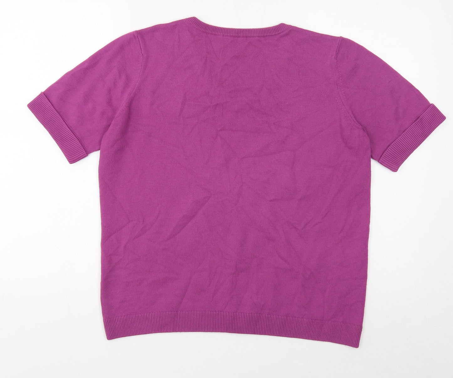 TU Womens Purple V-Neck Acrylic Pullover Jumper Size 14