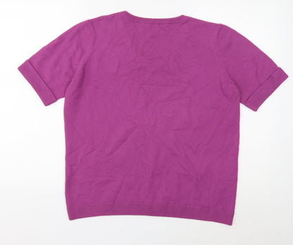 TU Womens Purple V-Neck Acrylic Pullover Jumper Size 14