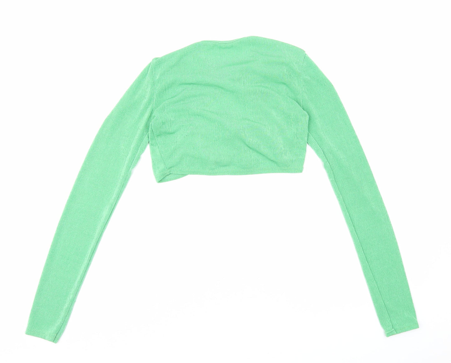 Womens UK Size 8 PRETTYLITTLETHING Green Cropped Blouse