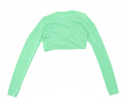 Womens UK Size 8 PRETTYLITTLETHING Green Cropped Blouse