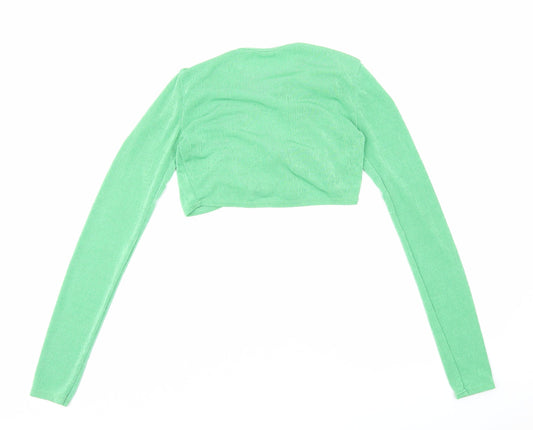 Womens UK Size 8 PRETTYLITTLETHING Green Cropped Blouse