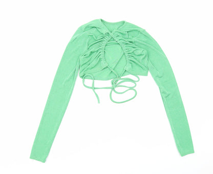 Womens UK Size 8 PRETTYLITTLETHING Green Cropped Blouse