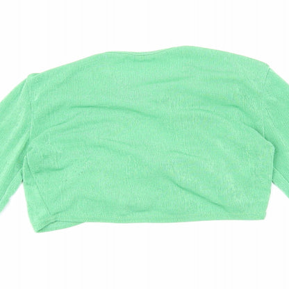 Womens UK Size 8 PRETTYLITTLETHING Green Cropped Blouse