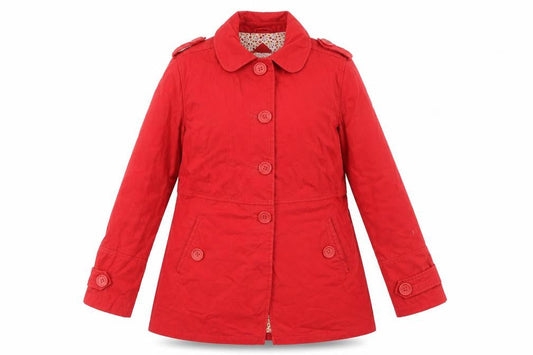Womens UK Size 12 Moto Red Pea Coat