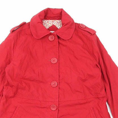 Womens UK Size 12 Moto Red Pea Coat