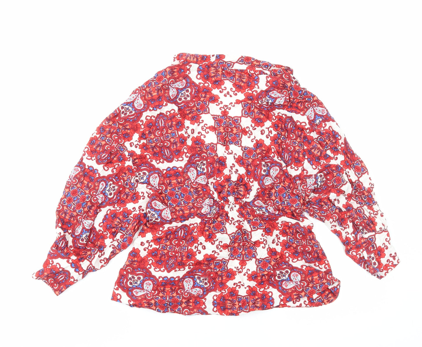 Gdg Actuel Womens Red V-Neck Paisley Viscose Tunic Jumper Size M