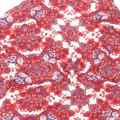 Gdg Actuel Womens Red V-Neck Paisley Viscose Tunic Jumper Size M