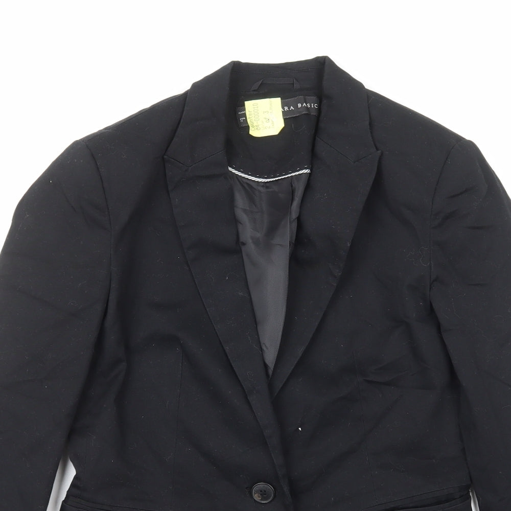 Zara Womens Black Polyester Jacket Suit Jacket Size M