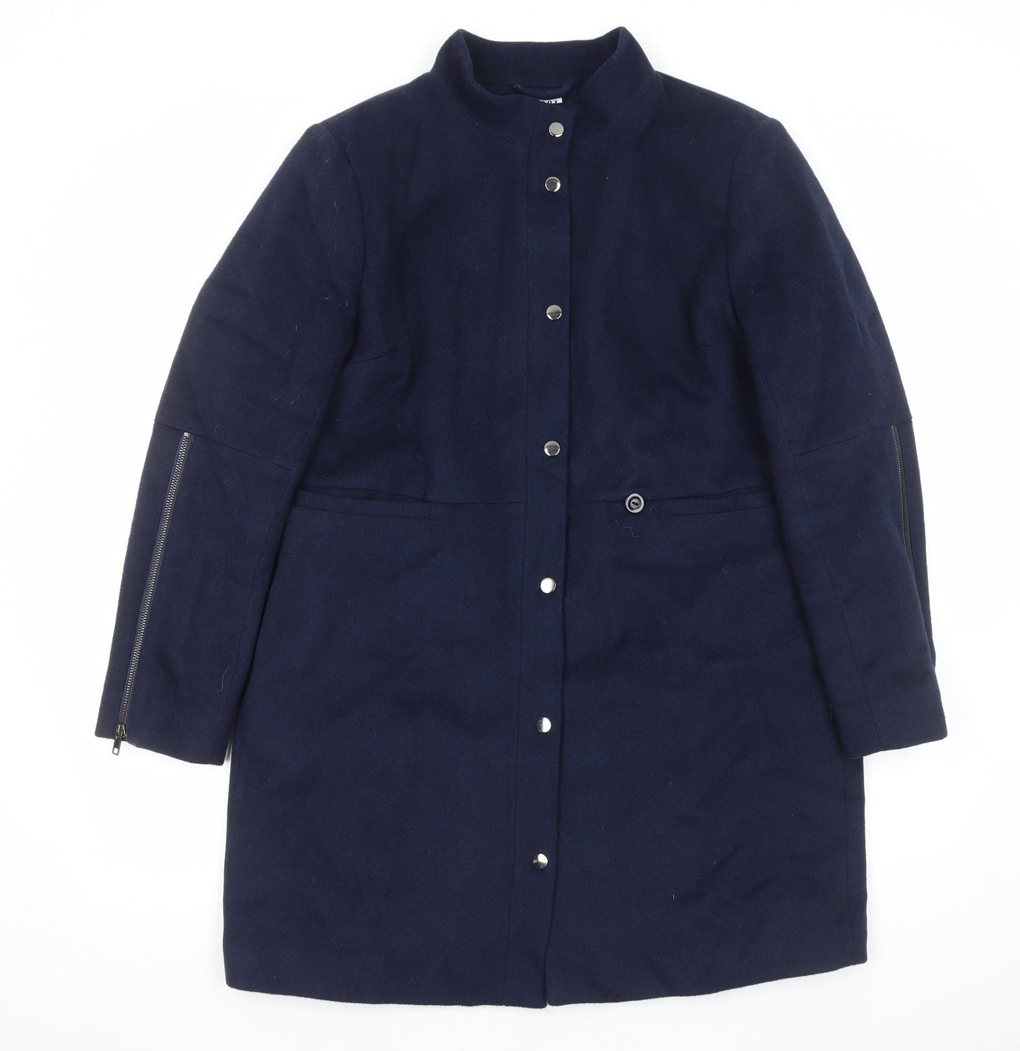 Saint Tropez Womens Blue Overcoat Coat Size XL Zip
