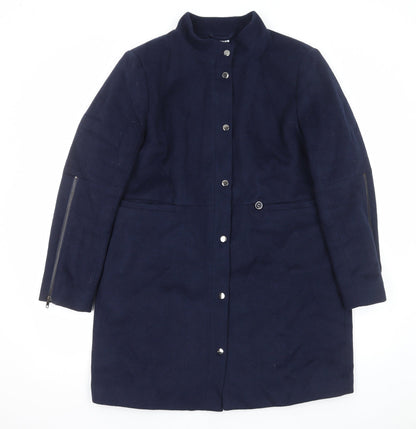 Saint Tropez Womens Blue Overcoat Coat Size XL Zip