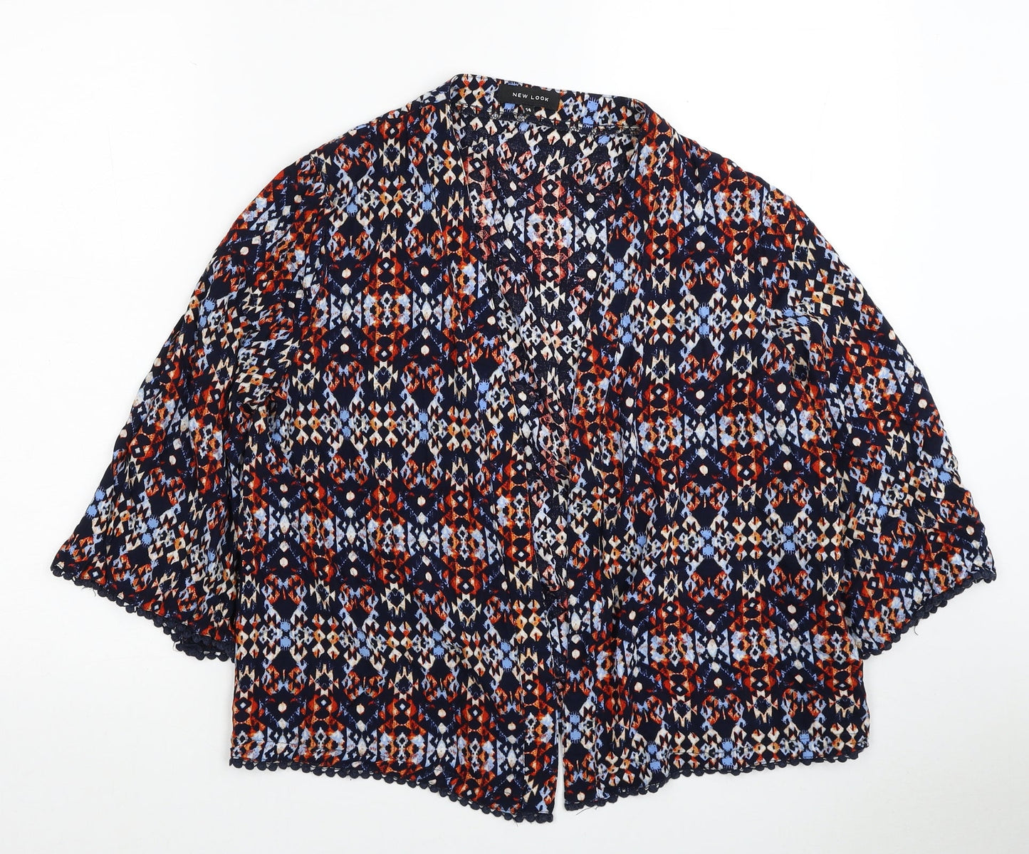 Womens UK Size 14 New Look Multicoloured Basic Button-Up