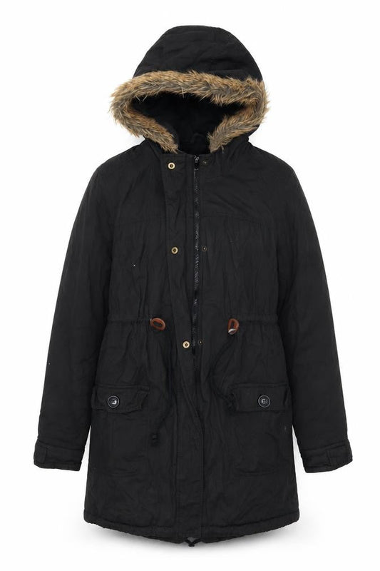Colline Womens Black Parka Coat Size 10 Zip