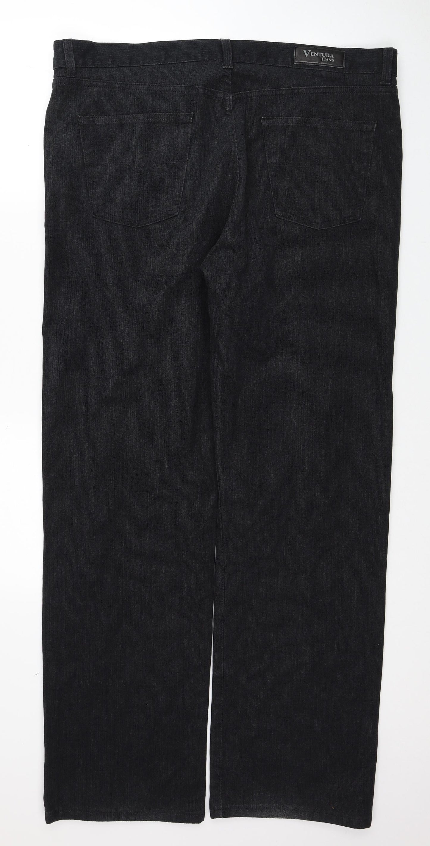 Ventura Jeans Mens Black Cotton Straight Jeans Size 40 in Regular Zip