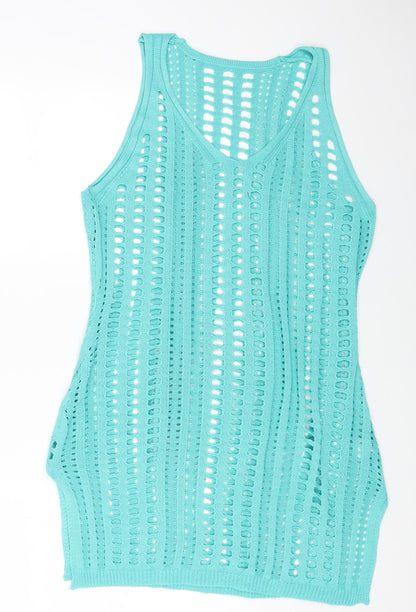 Preworn Womens Blue Acrylic Tank Dress Size M Scoop Neck Pullover