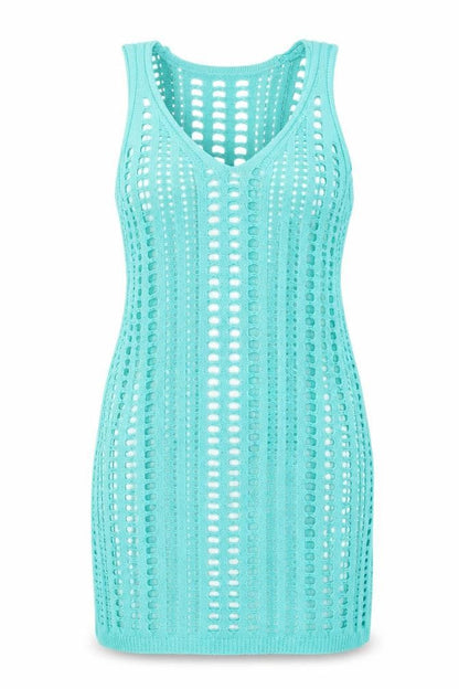 Preworn Womens Blue Acrylic Tank Dress Size M Scoop Neck Pullover