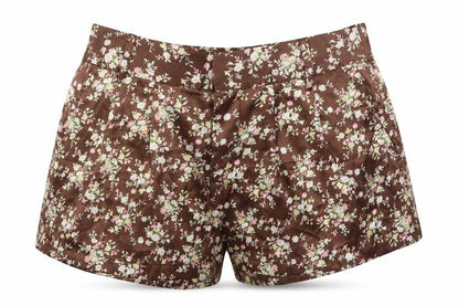 Sans Souci Womens Brown Geometric Polyester Hot Pants Shorts Size S Regular Zip