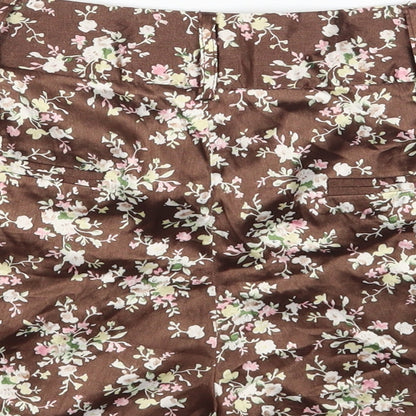 Sans Souci Womens Brown Geometric Polyester Hot Pants Shorts Size S Regular Zip