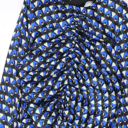 Zara Womens Blue Geometric Polyester Shift Size M Round Neck Zip