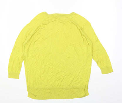 Warehouse Womens Yellow Round Neck Viscose Pullover Jumper Size 16